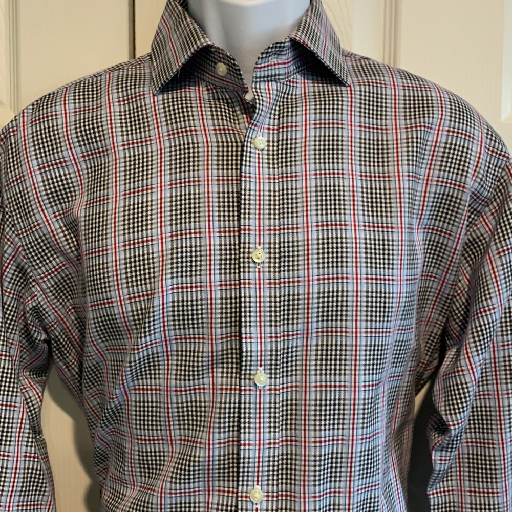 Thomas Dean plaid dress shirt